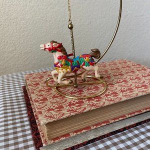 National Rennoc Carousel Horse Ornament 1991 Christmas Holiday Plastic 2.5''